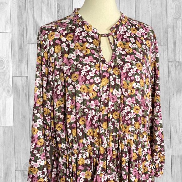 Torrid Womens Dress 2X Floral Challis Keyhole Neck Empire Waist Pockets Plus New - Picture 14 of 14